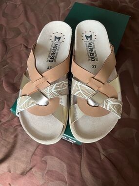Mephisto Women's Camel Halie Slip-On Sandals NIB